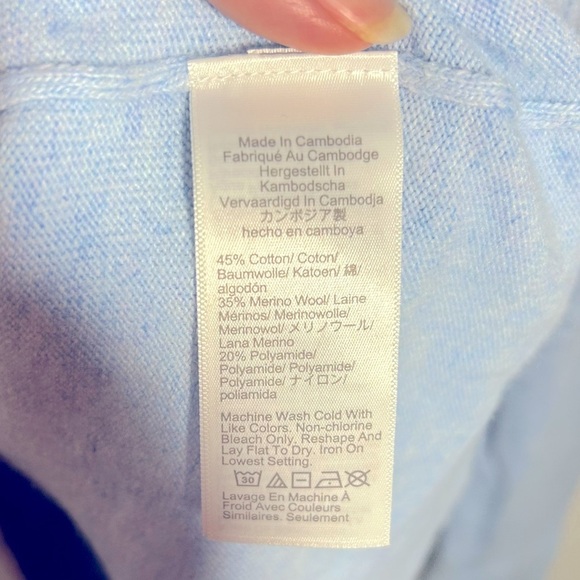 J. Crew Women Teddie Sweater X-Large Blue Preppy Coquette Wool Cotton Crewneck - Picture 9 of 13